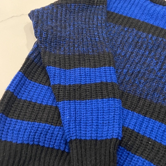 Vintage Pullover Sweater,80-90s,Striped, Black and Blue,Mens Medium Crewneck - Picture 6 of 8